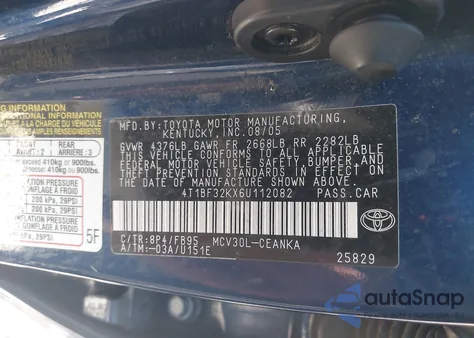 2006 Toyota Camry Le V6 from USA, damaged, VIN 4T1BF32KX6U112082